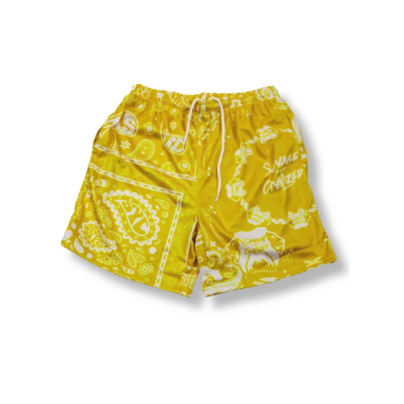 Paisleys Mesh Shorts "Mustard"