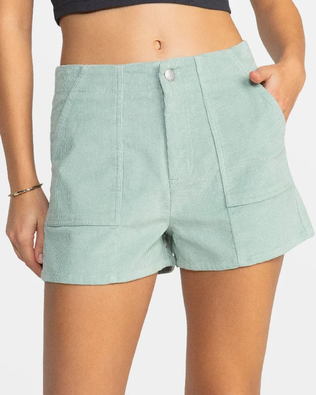 Sessions High Waist Corduroy Shorts - Blue Surf