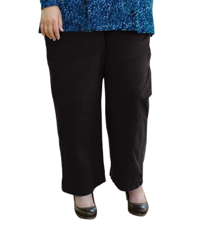 Classic Wide Leg Stretch Twill Pants - Plus In Black