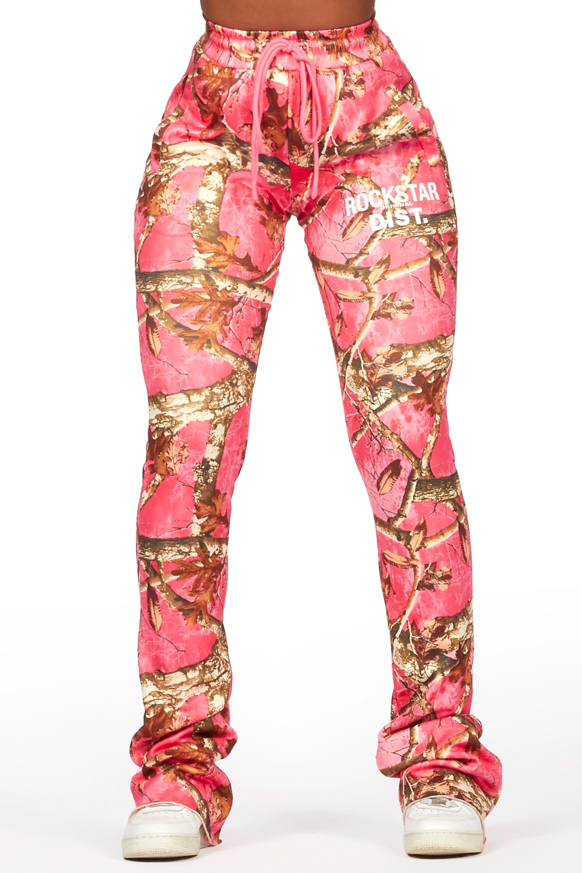 Juliana Pink Tree Camo Super Stacked Track Pant