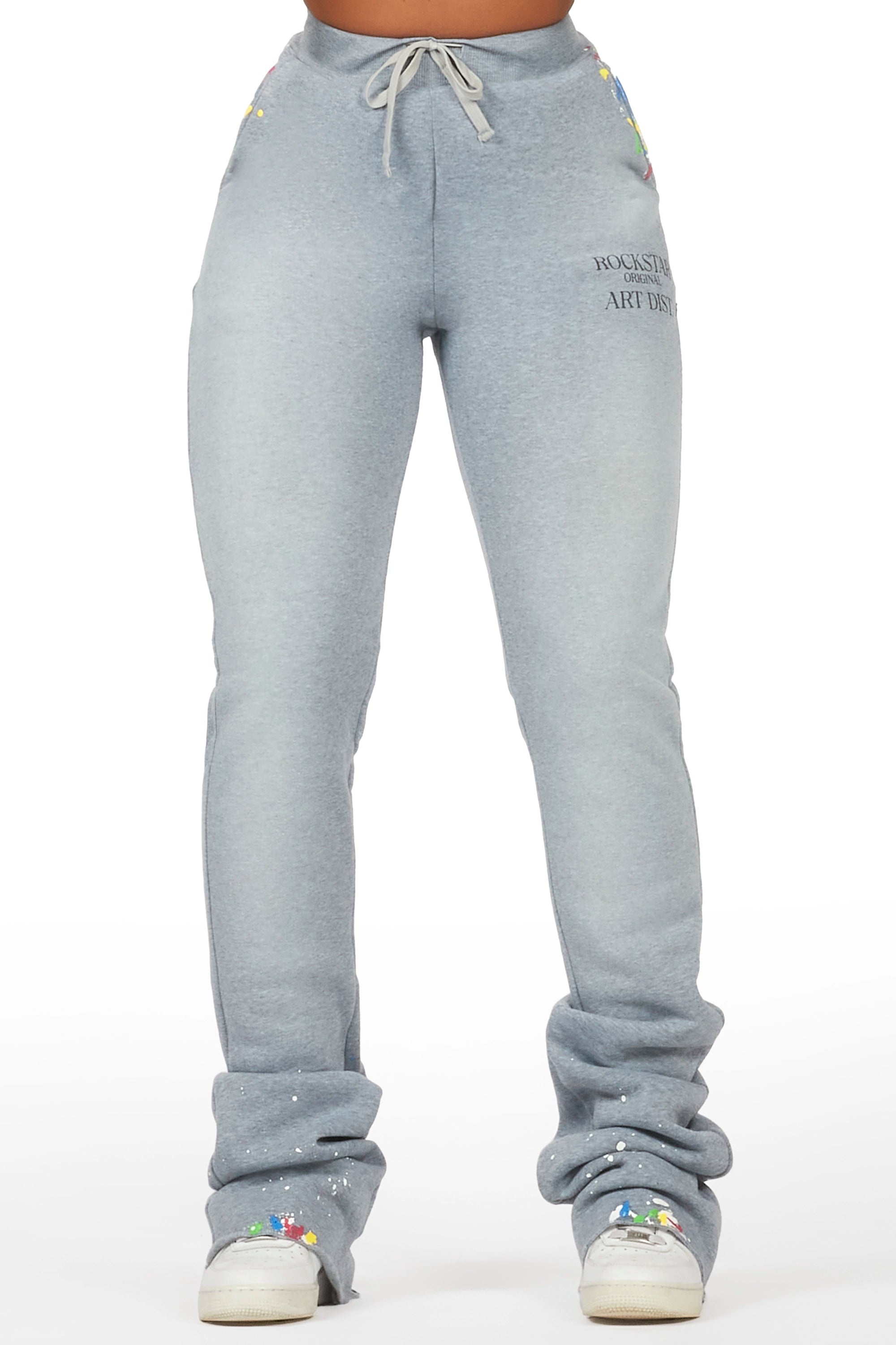 Teora Heather Grey Super Stacked Track Pant