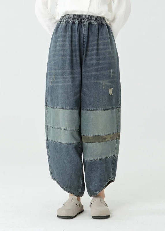 Summer Color Contrast Comfy Lantern Denim Pants