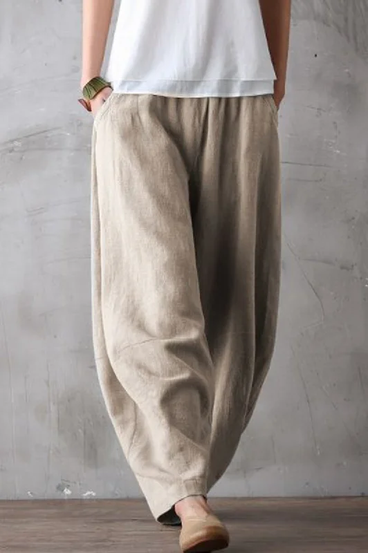 Summer Loose Cotton Linen Pants Women Casual Trousers