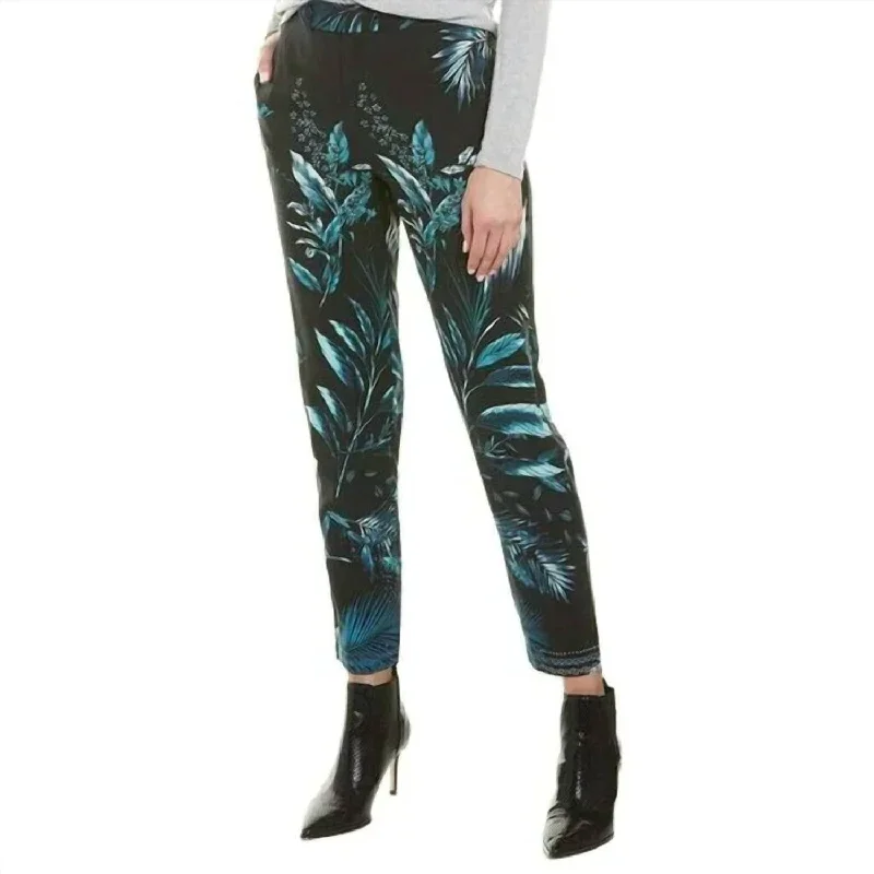 Taja Tropical Print Pant In Blue Black